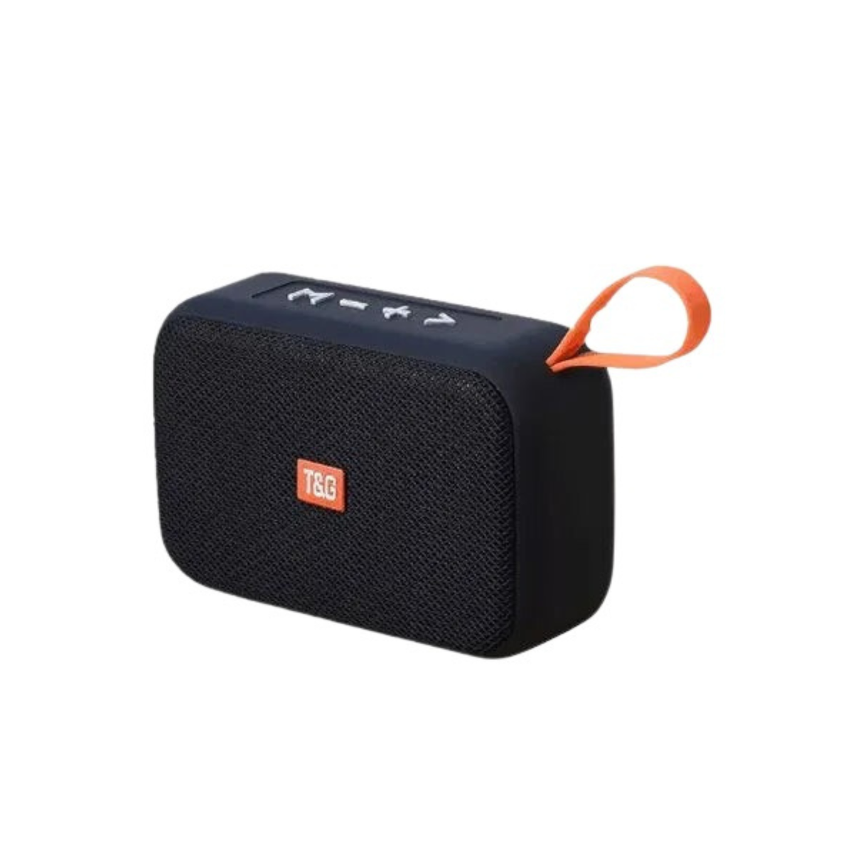 Coluna Bluetooth compacta ThunderBar TG506 Elite preta com alça laranja tecido mesh e controlo de música - Quantumix
