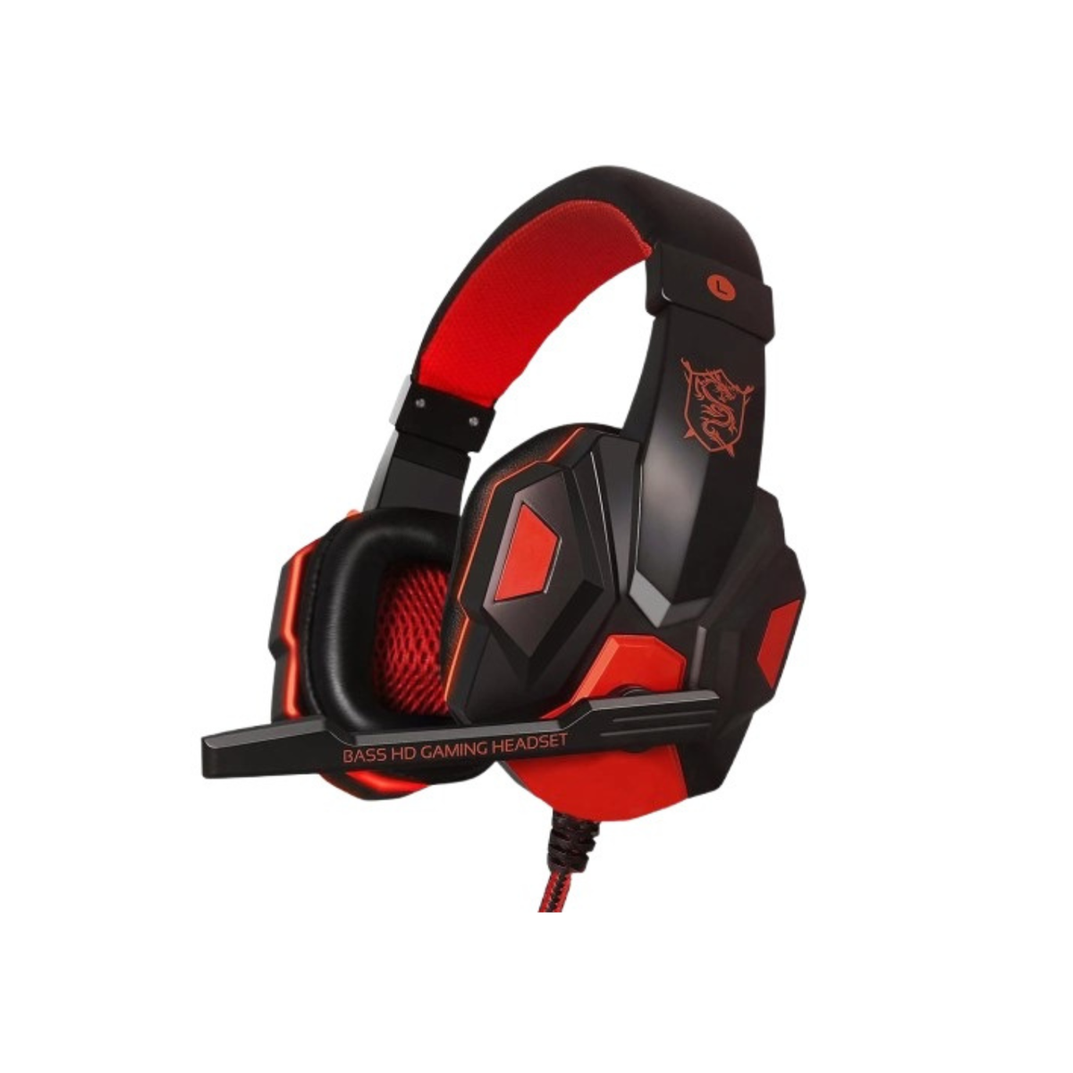 Headset gaming ShadowSound GX120 preto e vermelho com microfone e bass HD para PC e consola - Quantumix

