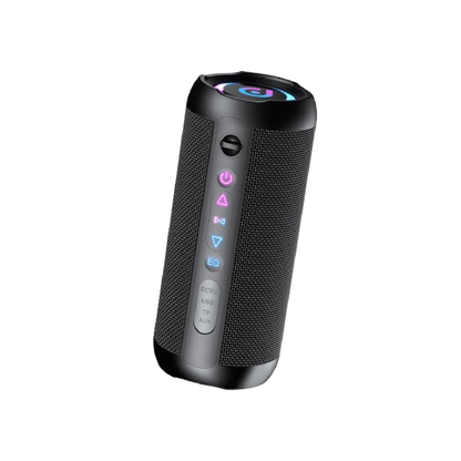 Coluna Bluetooth portátil StormBeat TWS 10W preta com tecido mesh botões LED RGB e entrada USB e TF - Quantumix
