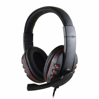 Headset gaming GameForce Pro 3.5 preto com microfone flexível e detalhes vermelhos para PC e consola - Quantumix
