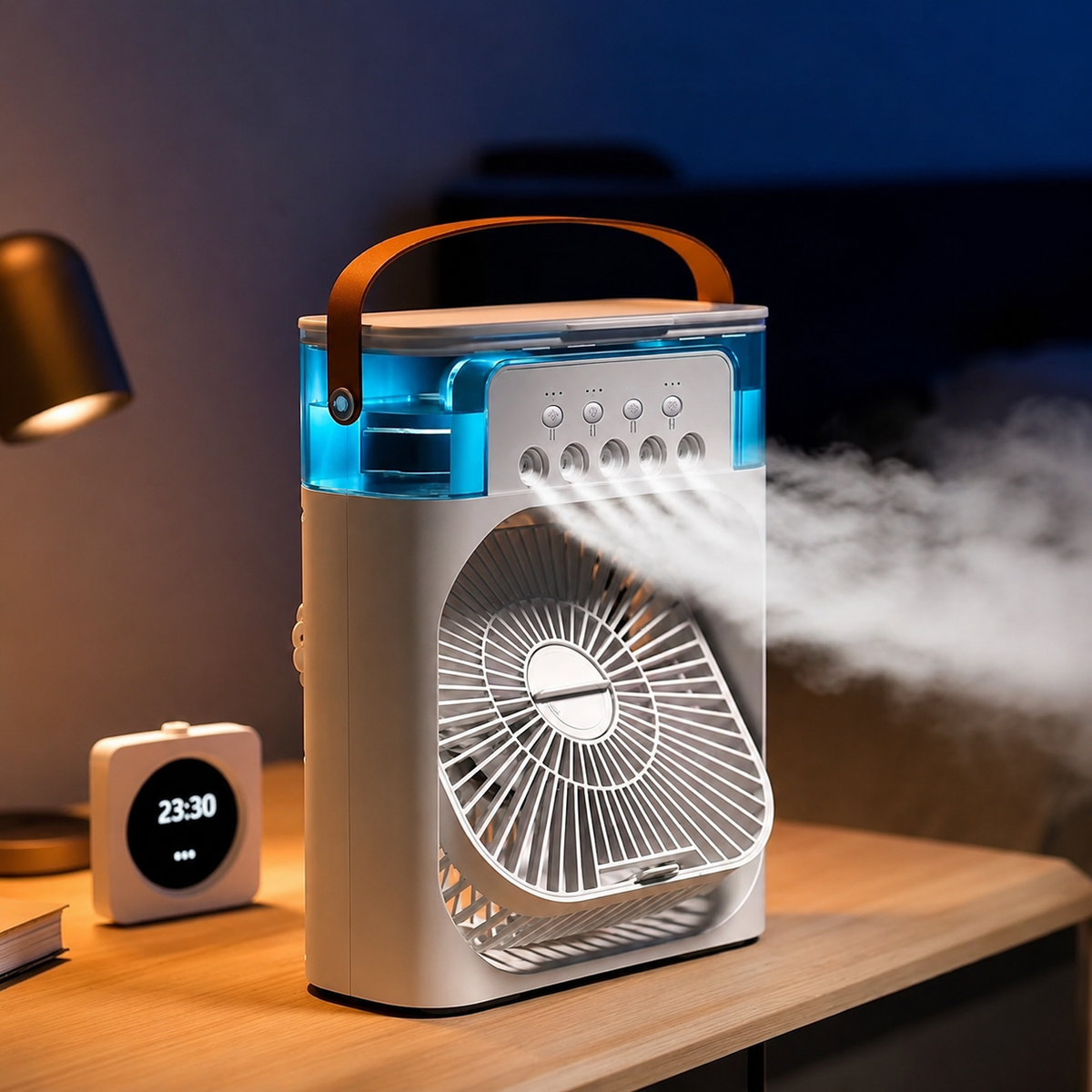 ArcticFlow 3-em-1 ventilador portátil com humidificador e névoa refrescante para quarto - Quantumix