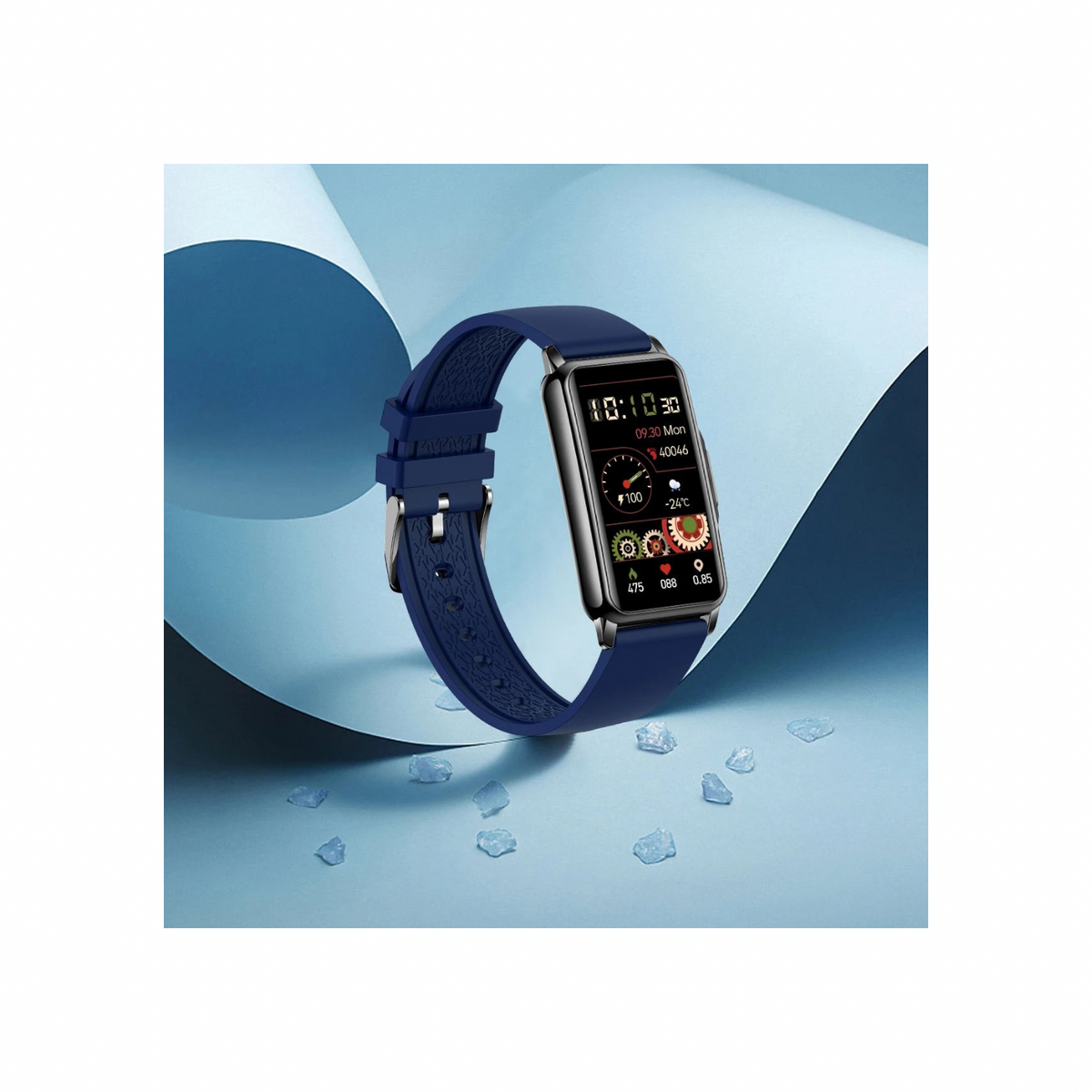 Smartband Aurora Fit Elegance azul com ecrã colorido monitor de saúde passos e temperatura - Quantumix
