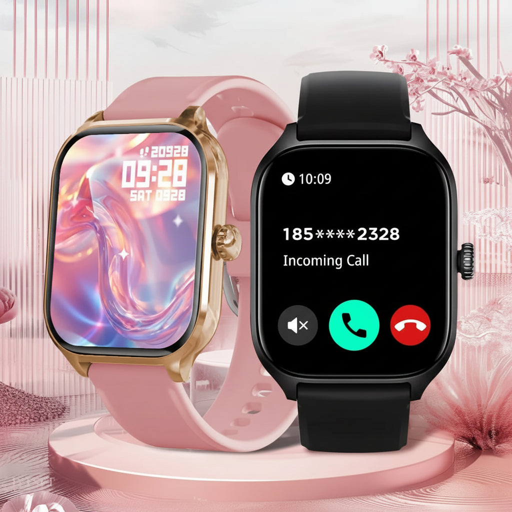 Smartwatch Titan H9 Ultra Connect rosa e preto com ecrã AMOLED e função de chamadas Bluetooth - Quantumix
