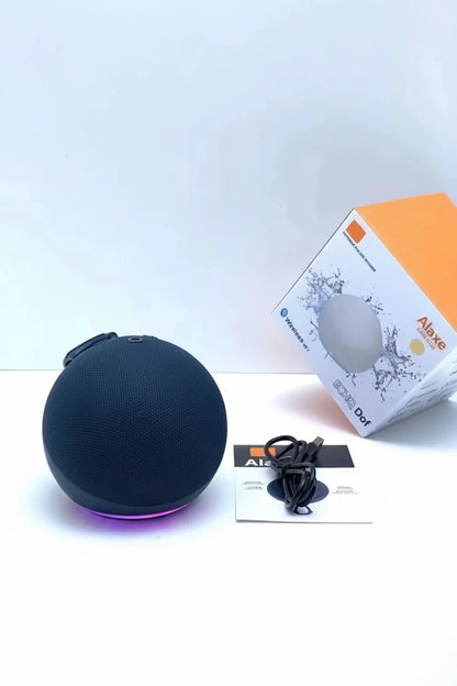 Coluna Bluetooth mini esférica OrbSound RGB cinzenta com iluminação LED e som 360 graus - Quantumix
